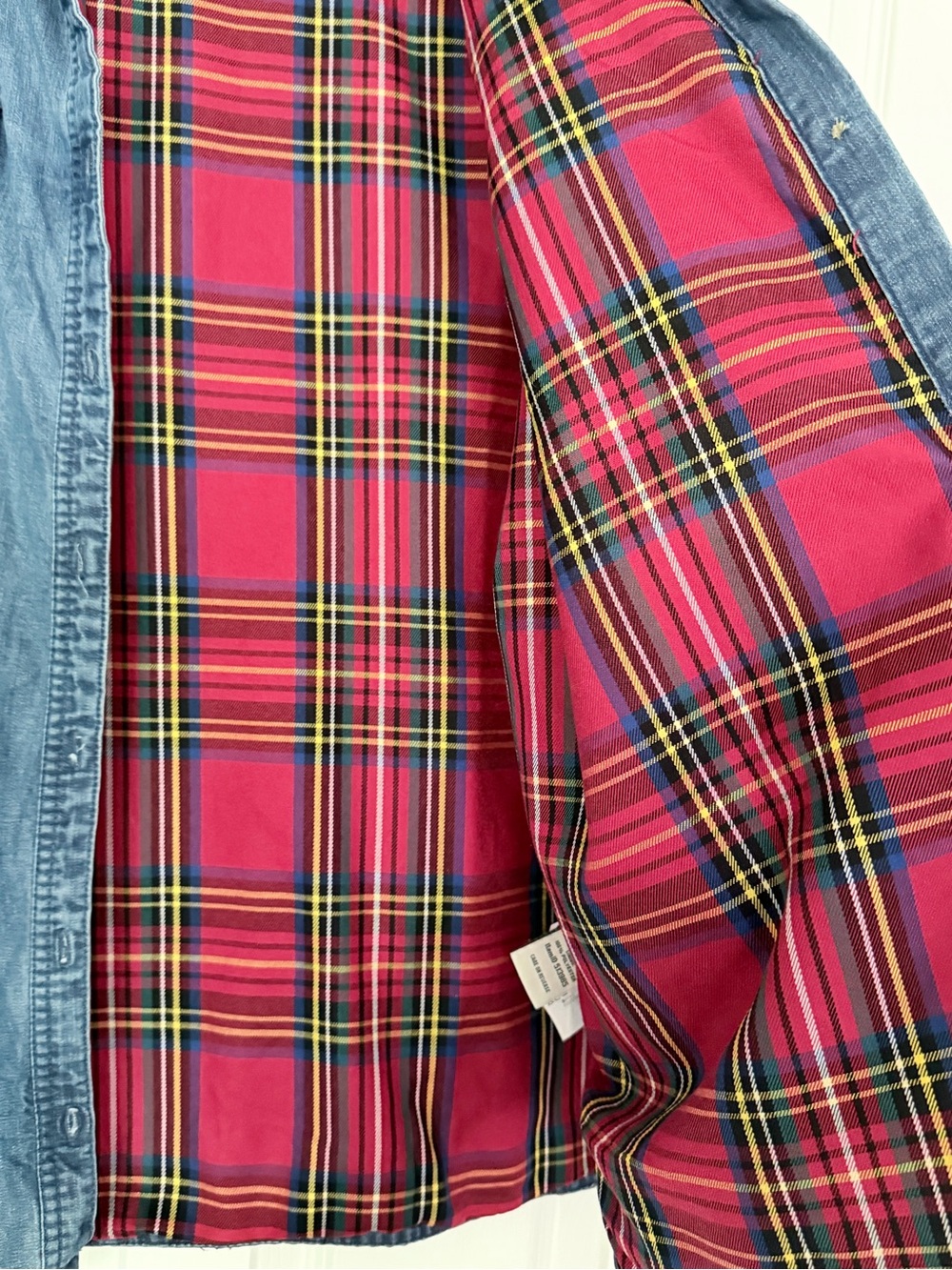 L.L. Bean Heritage Washed Denim Shirt Plaid Flannel Lined Tartan Button Down XL - Picture 4 of 7